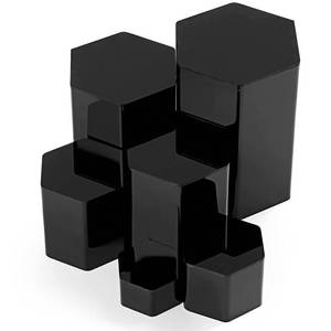 lot 12333 image: Jetec Hexagonal Jewelry Display Risers Hexagonal Market Display Risers Stands Acrylic Showcase Acrylic Stand for Jewelry Model Figures Decoration, 6 Sizes(Black,6 Pieces)