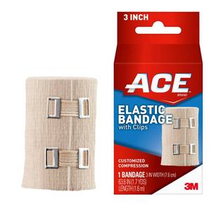 lot 12346 image: ACE 3 Inch Elastic Bandage with Clips, Beige, Great for Elbow, Ankle, Knee and More, Ideal for Sports, Comfortable design with soft feel, Wash and Reuse