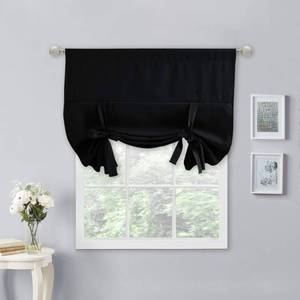 lot 12353 image: NICETOWN Bathroom Window Curtain Blackout - Tie Up Shades Privacy Thermal Insulated Curtain Panel for Glass DoorKitchen Window (Black, 1 Panel, 40 inches W by 54 inches L)