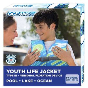 lot 20163 image: Oceans 7 US Coast Guard Approved, Infant-Child-Youth Life Jacket Vest  Sizes for 8-90 Lbs.  Type III Vest, PFD, Personal Flotation Device
