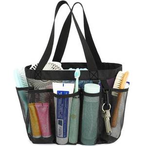 lot 6230 image: Fammart Mesh Shower Caddy Portable for College Dorm Room Essentials, 8-Pocket Large Shower Basket Tote Bag with 2 Handles for Toiletry, Bathroom, Beach, Camp, Gym