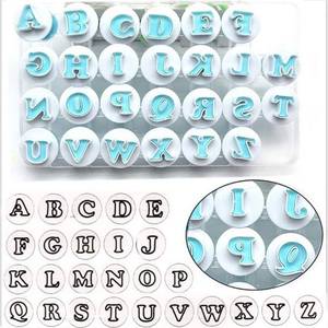 lot 6246 image: 26PCSSet Cookie Stamp Impress Cookie Cutters Alphabet Letter and Number Fondant Cake Biscuit Mold Shape DIY Cookie Biscuit Alphabet Cake Tool Embosser Cutter (Upper Case Shape)