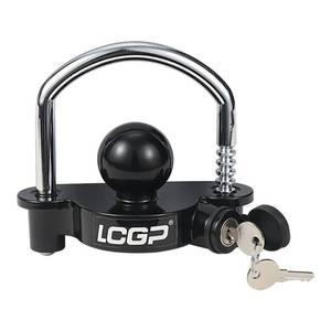 lot 6249 image: LCGP Black Trailer Hitch Coupler Lock with 2 Keys, Universal Coupler Lock, Adjustable Storage Security, Heavy-Duty Steel.