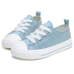 lot 11679 image: Toandon Kids Girls Sneakers Glitter Sequins Canvas Shoes Toddler Child Glitter Sparkle Low Top Lace Up Non Slip Lightweight Walking Outdoor Blue Size 13