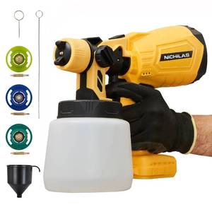 lot 11690 image: Nichilas Cordless Paint Sprayer Compatible with DEWALT 20V MAX Battery, HVLP 1000ML Spary Paint Gun with 3 Patterns, 4 Size Copper Nozzles (Battery NOT Include)
