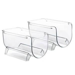 lot 11692 image: 2 Pack Bottle Rack, Fridge Organizer Bottle Rack, Stackable Wine Rack Plastic Bottle Holder (2)