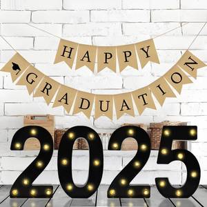 lot 11695 image: 2025 Light Up Numbers, Graduation Decorations Numbers Marquee Signs Class of 2025 Marquee Lights for Birthday, New Year, High School College Graduation Party Decor-Black