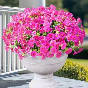 lot 11709 image: Yastouay Artificial Flowers for Outdoors, 14 Bundles Fake Outdoor Flowers, UV Resistant Artificial Plants & Flowers for Decoration, Fuchsia Realistic Morning Glory for Outdoor Porch Garden Decoration