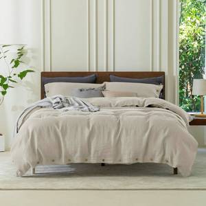 lot 11715 image: EVERLY 100% Pure Linen Duvet Cover Set King Size 104X90Inch 3pcs (1 Duvet Cover,2 Pillowcases) Soft and Breathable for All Season with Coconut Button Closure, Suitable for Hot Sleepers-Linen King
