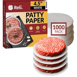 lot 12028 image: Reli. Hamburger Patty Paper (1000 Pack) (4.5 Inch Round)  Wax Paper  Food Grade Patty & Parchment Non-Stick Sheets for Burger PressSeparating Frozen Patties,Restaurant-Grade (4.5)