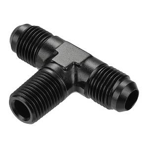 lot 12036 image: EVIL ENERGY 6AN Tee Male Flare to 14 NPT on Side Branch T Fitting Adapter Aluminum Black