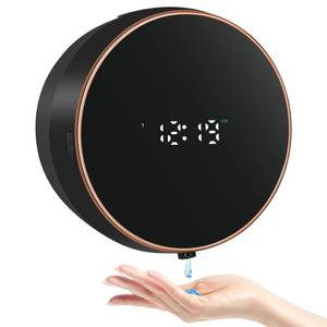 lot 12054 image: Automatic Soap Dispenser Liquid Bathroom Wall Mount Rechargeable Touchless Adjustable Auto Smart Electric Plastic Black Soap Dispenser with Clock - Kitchen - Hand Dish Lotion Couple Kids