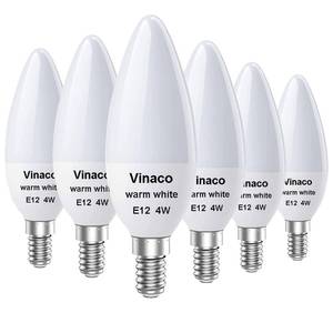 lot 12057 image: Vinaco E12 LED Bulb, 6 Pack E12 Candelabra Bulb 4 Watt Warm White 3000K, High Brightness 400LM & 25000 Long Lifespan Bulb, E12 Candelabra Base Light Bulb for Ceiling Fan Light Bulb