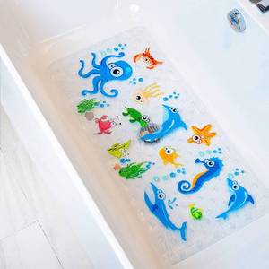 lot 12261 image: BEEHOMEE Bath Mats for Tub Kids,Baby Toddler - Large Cartoon Non-Slip Bathroom Bathtub Anti-Slip Shower Mats for Floor 35x15,Machine Washable XL Size Bathroom Mats (Blue-Octopus)