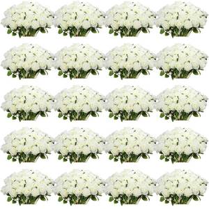 lot 5307 image: Tigeen 150 Pcs Artificial Rose Flowers Bulk, Fake Silk Roses Realistic Long Stem Flower Bouquets for Wedding Centerpieces Flower Arrangement Valentines Day Home Party Decor(White)