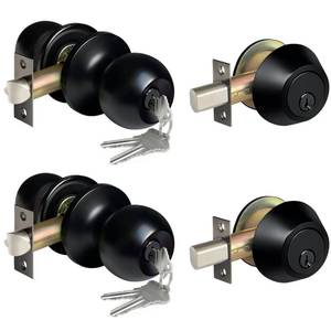 lot 5321 image: BESTTEN 2 Pack Keyed Same Exterior Door Knobs and Single Cylinder Deadbolts Combo Set, Keyed Alike Entry Door Knobs with Locks and Keys for Entrance and Front Door, Matte Black