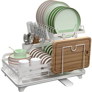 lot 5323 image: HOISIMDY Dish Drying Rack Kitchen Dish Draining Rack 2 Tier Large Capacity for Kitchen Counter