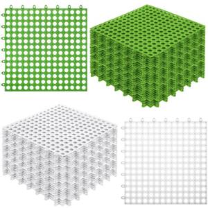 lot 5325 image: Tinideya 50 Pack Interlocking Floor Tiles Bulk, 11.8 x 11.8 Drainage Floor Tiles with Drain Holes, Non Slip TPE Splicing Waterproof Mat for Wet Areas Bathroom Kitchen Patio Pool(Green-White)