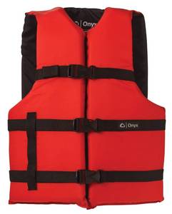 lot 5326 image: ONYX 103000-100-004-12 General Purpose Boating Life Jacket Universal, Red