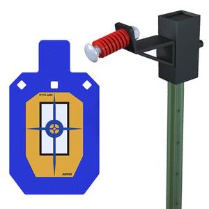 lot 5328 image: Atflbox AR500 Steel Target for Shooting, 12 inch Thick Metal Target with T-Post Target Hanger, High Caliber Torso Silhouette Metal Target for Precision Shooting (A- T7x12 inch with Target Hanger)