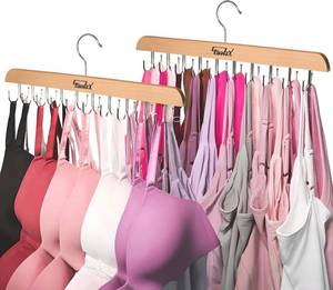 lot 5332 image: OTANIX 2 Pack Tank Top Hangers Space Saving, Bra Hangers for Closet Organizer, Bra Organizer for Closet, Space Saving Organizers and Storage for Dorm & Apartment for Tankto (Wooden)