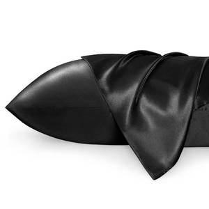 lot 5343 image: Bedsure Satin Pillowcase for Hair and Skin Queen - Black Silky Pillowcase 2 Pack with Envelope Closure, Similar to Silk Pillow Cases, Gifts for Women Men, 20x30 Inches, 2pcs