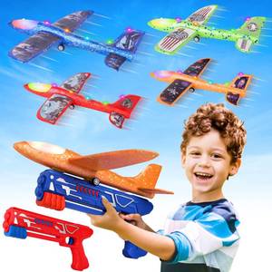 lot 5347 image: Fuwidvia 4 Pack Airplane Launcher Toys, 2 Flight Modes LED Foam Plane Toy for Boys, Outdoor Flying Toys Birthday Gifts for Boys Girl 4 - 12 Year Old