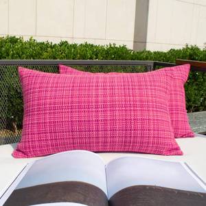 lot 6036 image: Kevin Textile Pack of 2 Decorative Outdoor Waterproof Pillow Covers Garden Cushion Sham Throw Pillowcase Shell for Patio Tent Couch 12x20 Inch Hot Pink