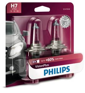lot 6038 image: Philips Automotive Lighting H7 VisionPlus Deluxe Upgrade Automotive Replacement Headlight Bulb, Fits Select High Beam, Low Beam, or Fog Positions (Pack of 2)