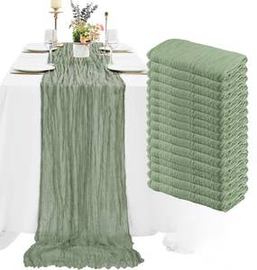 lot 6052 image: 16 Pack Cheesecloth Table Runner, 35x120 Inch Boho Gauze Table Runners, Cheese Cloth Long Table Runner Elegant Table Runners for Party Wedding Bridal Shower Table Decor (Sage Green)