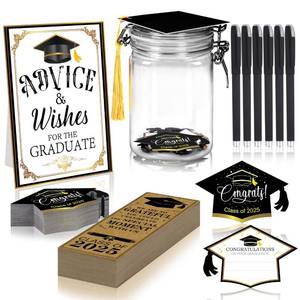 lot 6072 image: 108Pcs Graduation Jar Advice Cards Gifts Class of 2025 Set with Table Sign Bookmarks Pens for College High School Grad Party Favors Decorations