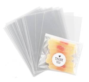 lot 6076 image: ilauke 200Pcs Cookie bags, Self Sealing Cellophane Bags 4x6 Candy Treat Bags with Thank you Stick, Cookie Packaging for Birthday Wedding Sleeves Lollipop Sticks Chocolate