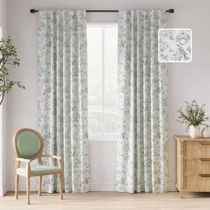 lot 6084 image: jinchan 95% Blackout Floral Curtains 84 Inches Long, Printed Flower Sage Green Blackout Curtain for Bedroom Rod Pocket Back Tab Blackout Curtains Thermal Insulated Window Drapes, 2 Panels