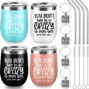 lot 6087 image: Yoiemivy 4 Sets Employee Appreciation Day Gifts for Coworker Thank You Office Gifts Dont Have To Be Crazy To Work Here Stainless Steel Insulated Tumblers for Employee Coworkers Women Female Male
