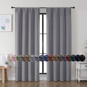 lot 6100 image: Simplebrand Ava Light Grey Blackout Curtains for Bedroom 72 Inch Length 2 Panels, Privacy Thermal Insulated Rod Pocket Door Window Curtains for Patio French Door Front Door, W40 x L72 Inch, Light Grey