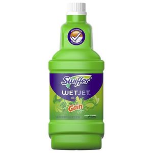 lot 6108 image: Swiffer Wet Jet Mop Refill Solution  Wood  Laminate  Tile  Floor Cleaner  Gain  42.2oz 2 Pack