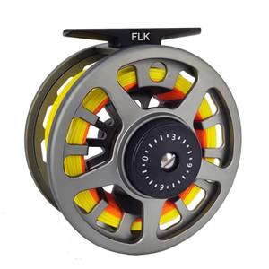 lot 6119 image: Aventik FLK Fly Fishing Reel Aluminum Trout 35, 57, 79wt Large Arbor Freshwater Fly Reel with Line (Grey 57 with Line)