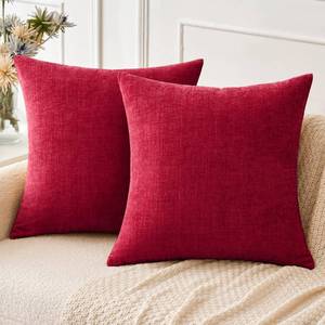 lot 6164 image: MIULEE Pack of 2 Red Couch Throw Pillow Covers 18x18 Inch Soft Chenille Pillow Covers for Sofa Living Room Solid Dyed Pillow Cases