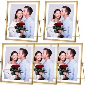 lot 1406 image: Fainne 5 Pack 8x10 Gold Floating Frames Metal Glass Picture Photo Frames Vertical Tabletop Display for Pictures Photos Desk Wedding Christmas Decor(Gold)
