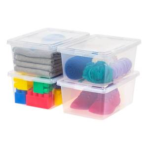 lot 1412 image: IRIS USA 4-Pack Storage Bins with Lids, 15 Quart, Shoe Boxes Clear Stackable Containers Organize Shoes Closet Shelves, Classroom Organization Teacher Tools, Game Storage - BPA-Free Plastic