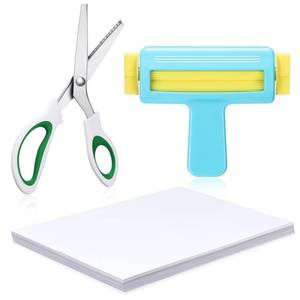 lot 1425 image: Feifeiya Paper Crimper, 9 Pinking Shears, Glossy Thin Inkjet Paper 100 Sheets 8.25 x 11.6 Inches for Chip Bags Crafting for Inkjet Printer, Dye Ink 115gsm(Blue, Green)