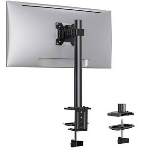 lot 1430 image: Ergear Monitor Mount for Most 13-32 Computer Screens up to 17.6lbs, Improved LCD LED Monitor Riser, Adjustable Height and Angle, Single Desk Mount Stand, Black, EGCM12