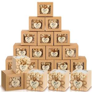 lot 1433 image: Jingmore 50 Sets Wedding Candles Favors Bridal Shower Thank You Gifts for Guest Christmas Rustic Wood Candle Holders Bulk Tealight Holder Baptism Favors(Light Brown)