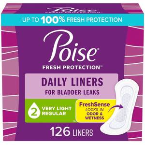 lot 1438 image: Poise Incontinence Daily Panty Liners Very Light Absorbency - 126ct