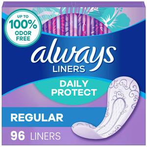 lot 2019 image: Always Daily Protect Liners, Regular Length, Unscented, 96 Count