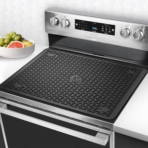 lot 2040 image: Stove Top Cover for Electric Stove, 28x20 Silicone Stove Mat for Glass Top Stove, Heat Resistant Glass Cooktop Cover, Range Covers for Electric Stove, XL Dish Drying Mat for Kitchen (Black Pattern)