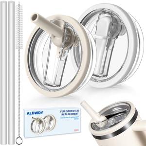 lot 2045 image: 2 Pack 40 oz Flip Straw Leak Proof Lid for Stanley H2.0 Quencher, Stanley Lid Replacement 40 oz for Stanley Cup Accessories ProTour, No Spill Proof Straw Cover for Stanley (Cream & White)