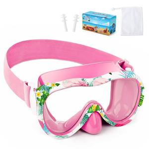 lot 2048 image: Kids Swim Goggles with Nose Cover, 180° Panoramic Snorkel Mask with Anti-Fog &amp Anti-Leak Design, Comfort Fabric Strap UV Protection Lens for Boys Girls Ages 3-15