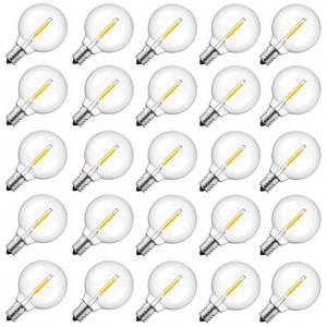 lot 2074 image: G40 Led Replacement Light Bulbs 1W Shatterproof Globe Bulb fits E12 Candelabra Screw Base, 1.5 Inch Dimmable Light Bulbs for Indoor Outdoor String Lights, Patio Cafe Decor, Warm White, 25 Pack