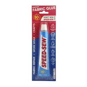 lot 2077 image: Speed-Sew No Sew Fabric Glue Adhesive for Craft Projects, DIY Clothing Repairs, Denim, Upholstery, Instant Mender for Fraying Tears (One Tube)